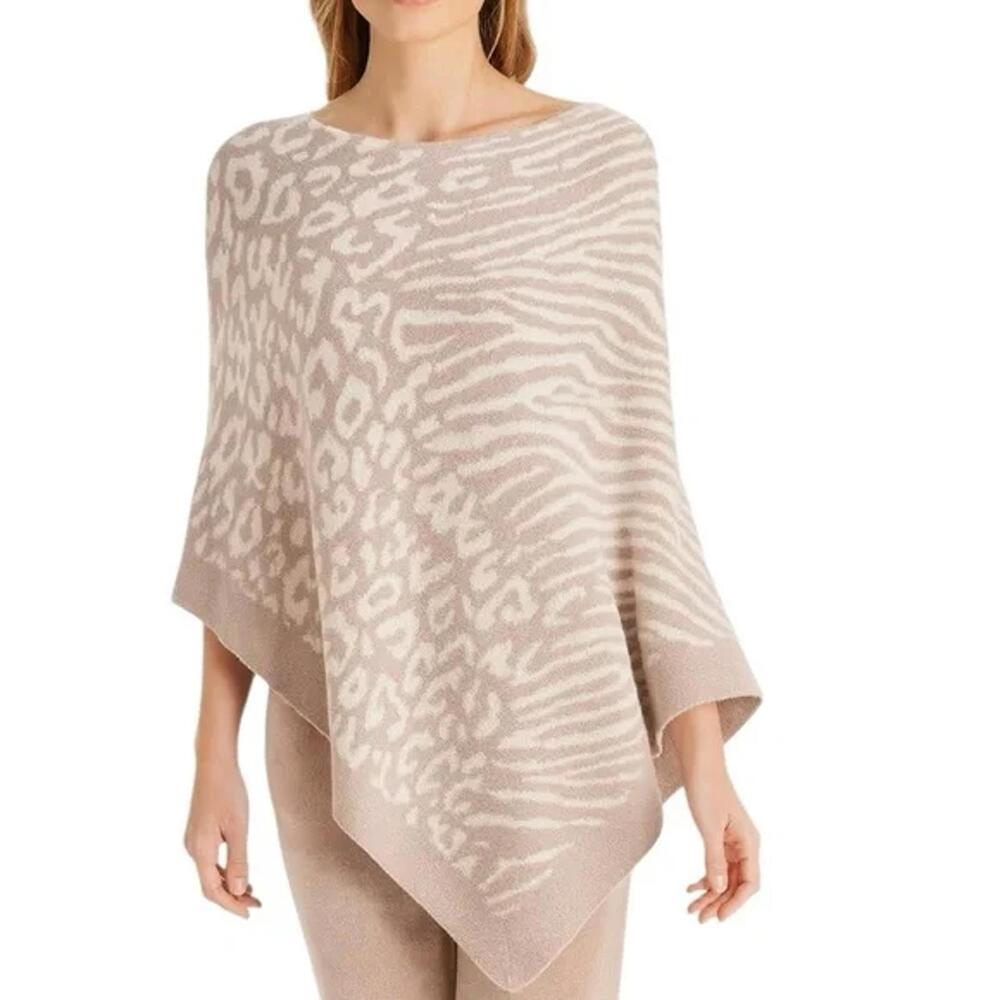 NWT! Barefoot Dreams CozyChic Lite Pink Animal Print Poncho Sweater